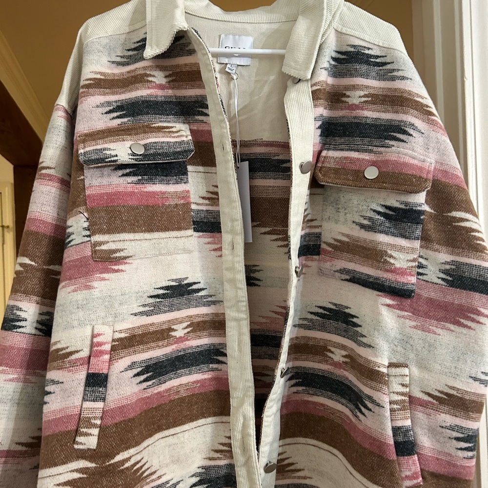 Gilli Pink and Brown Patterned Utility Jacket